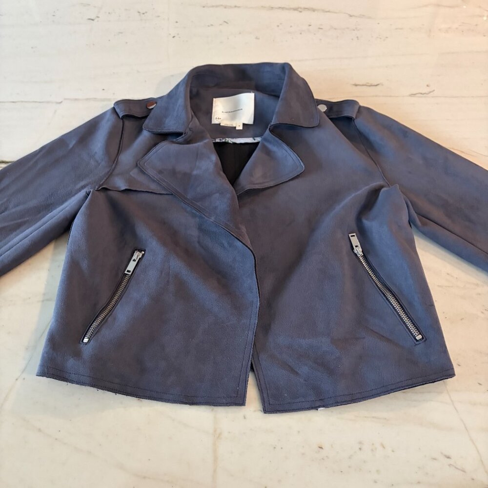 Anthropologie Medium Women's Expressway Faux Suede Moto Jacket - Picture 3 of 6